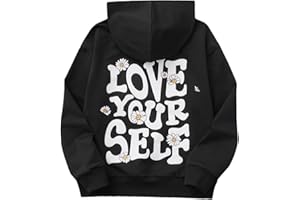 COZYEASE Girls' Letter Graphic Print Cute Hoodies Long Sleeve Pullover Hoodie Sweatshirt