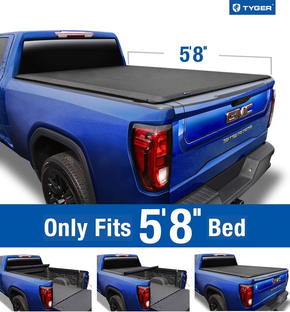 Amazon Com Tyger Auto T1 Roll Up Truck Tonneau Cover Tg Bc1c9006 Compatible With 2014 2018 Chevy Silverado Gmc Sierra 1500 2019 Ld Limited Only Fleetside 5 8 Bed For Models Without Utility Track