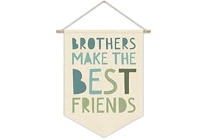 XYDEG Boy Nursery Decor Canvas Banner,Brothers Make The Best Friends Bedroom Playroom Wall Art Decorations,Boho Twin Room Sign,Big Bro Lil Bro, Sage Green Blue Kids Room Wall Hanging Pennant Banner