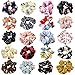 WillingTee 20pcs Women's Hair Scrunchies Chiffon Flowers Elastic Hair Bands Scrunchy Hair Ties Ropes Scrunchie Hair Scrunchies Chiffon Ponytail Holder for Women and Ladies