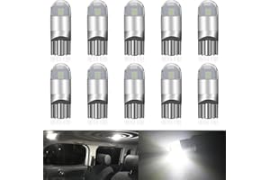 UNXMRFF 194 LED Bulbs White 6000k, T10 W5W 2825 168 LED Bulbs 3030 Chips 194 Bulbs Replacement for Car Dash License Plate Light, Dome Map Light, Side Marker Light, Courtesy Light Bulbs, Pack of 10
