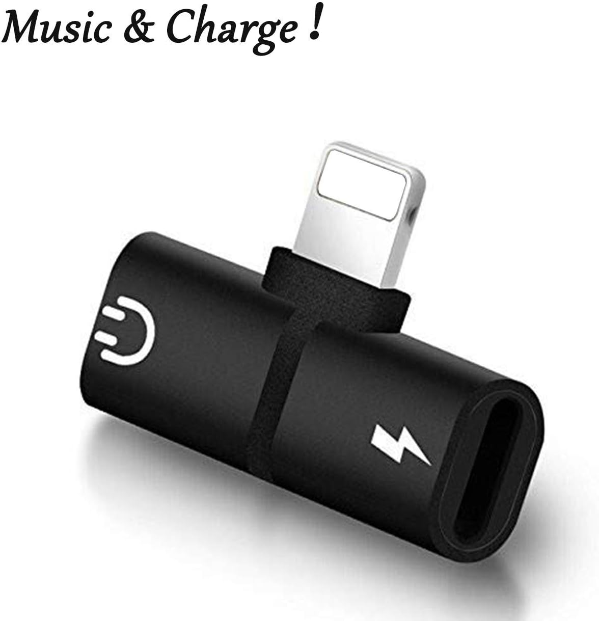 for iPhone Adapter Headphone Jack Adapter for iPhone8/8Plus/7/7Plus/X/XS max/XR 2 in 1 Charger Cable Jack Dongle Earphone Convertor Connecter AUX & Audio Accessories,Fast Car Adapter Splitters,Black
