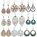 hefanny 9 Pairs Boho Jewelry Vintage Leaf Acrylic Resin Minimalist Drop Dangle Earrings Bohemian Statement Hoop Earrings Set for Women Girls