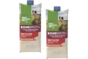 Only Natural Pet Bone Broth Beef Flavor Dog & Cat Meal Topper, 100% Human-Grade Slow-Simmered, Free-Range for Dry Food or to Hydrate Dehydrated Food - (2-Pack / 11.16 oz Each)