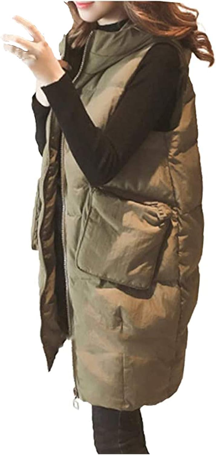 Vest Coat for Women Winter Casual Plus Size Hoodie Waistcoat Vest Gilet Jacket MidLength