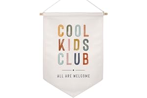 HUBBGDESIGN Cool Kids Club Wall Banner, Kids Clubhouse Sign, Play Room Wall Decor, Classroom Wall Decor, Retro Kids Wall Hanging, Teen Bedroom Decor, Boho Nursery Decor, Baby Room Wall Decor