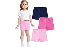 ZUEMET 3 Pack Baby Girls Bike Shorts Toddler Girl Athletic Dance Short Soft Cotton Summer Clothes Size 18M-5T
