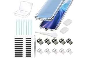 DUSHOCHN 10 Packs iPhone Dust Plugs, Lightning Charging Port Protective Cover, with Plug Bracket, Storage Box, Compatible with iPhone 14 13 12 XS XR 8 7 SE，Equipped with Speaker Dust Screen and Cleaning Tools
