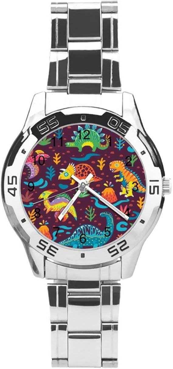 Amazon 漫画のスタイルのパターンで恐竜腕時計 メンズ ステンレス ビジネス ファッション 合金 メンズ腕時計 腕時計 通販