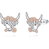 Highland Cow Earrings 925 Sterling Silver Highland Cow Stud Earrings Animal Jewelry for Women Mom
