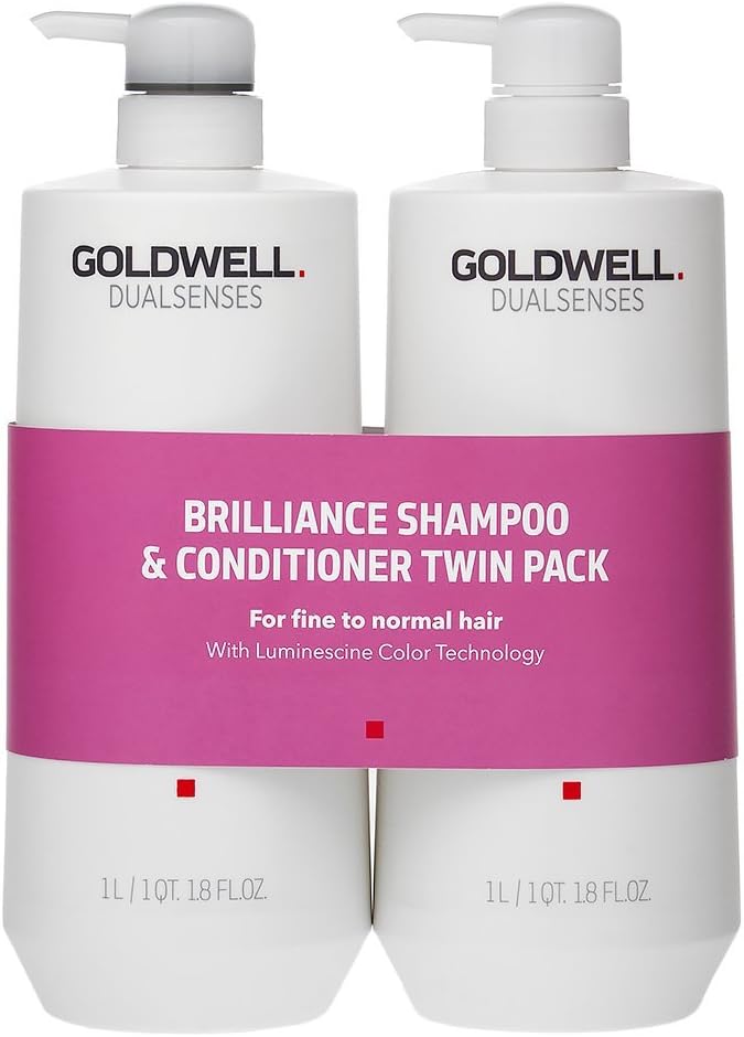 Goldwell Dualsenses Color Brilliance Salon Size Duo Pack 1000ml, Shampoo and Conditioner, Detangles, Color Luminosity