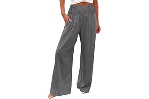 ZEFOTIM Linen Pants for Women Wide Leg High Waisted Palazzo Pants Dressy Casual Summer Beach Comfy PantsLL40