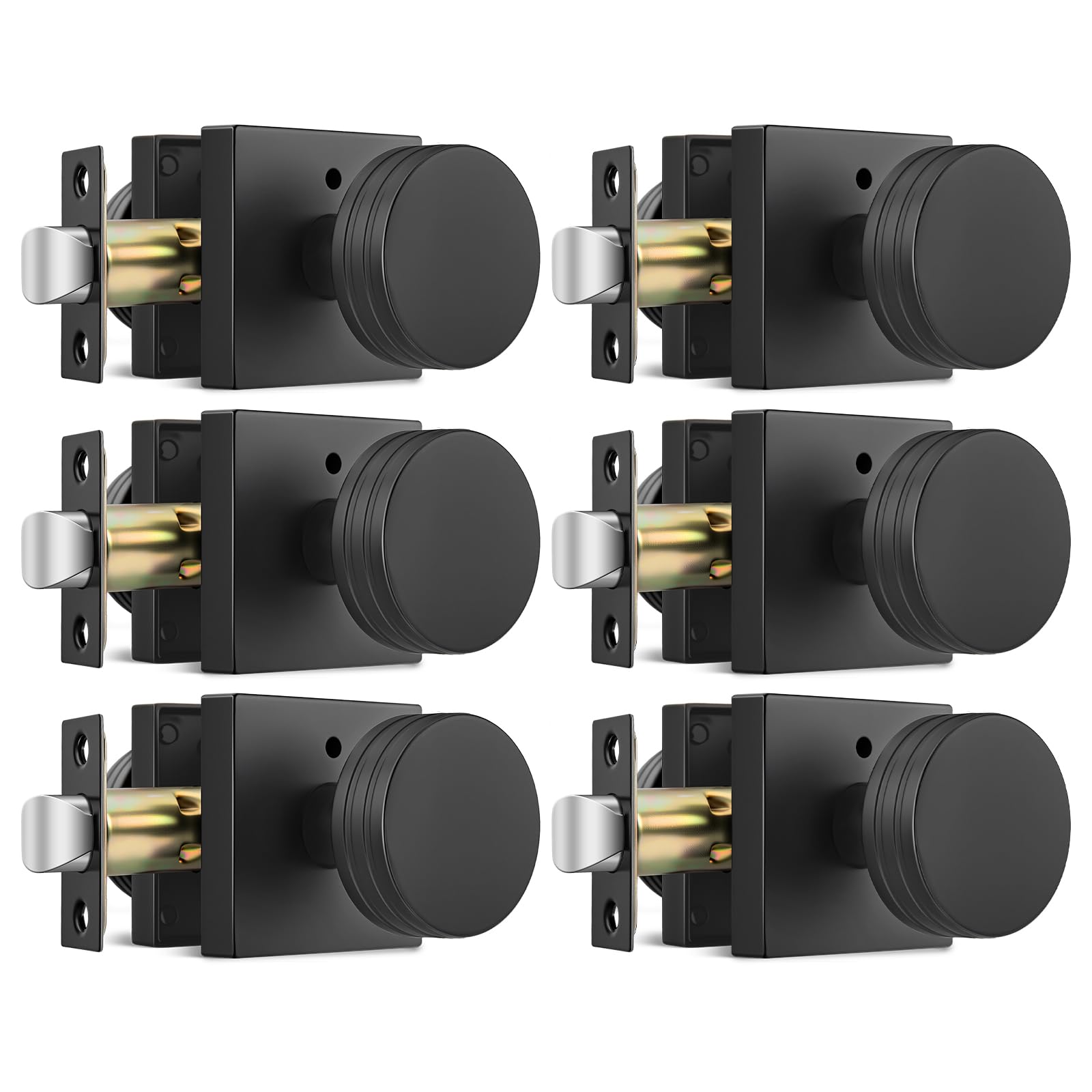Photo 1 of goldenwarm Black Door Knobs Interior, Zinc-Alloy Privacy Interior Door Knobs Keyless, Heavy Duty Matte Black Door Knob for Bedroom Bathroom - 6 Pack