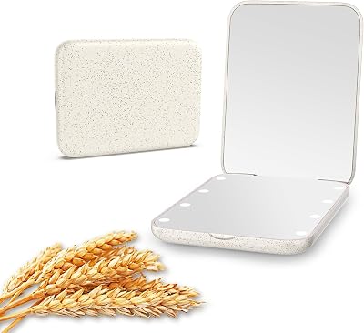 Kintion Wheat Straw Mirror 1X/3X Magnification Pocket Folding Compact White