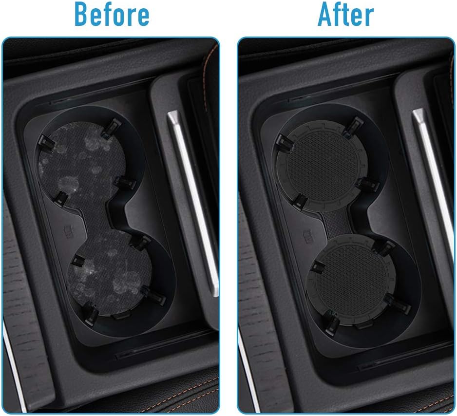 Eastlion 4 PCS Cup Holder Insert Coasters, 2.75 Inch Diameter Travel Auto Cup Holder Coasters Car Interior Accessories Durable Non Slip Silicone Cup Holders（Black）: Automotive