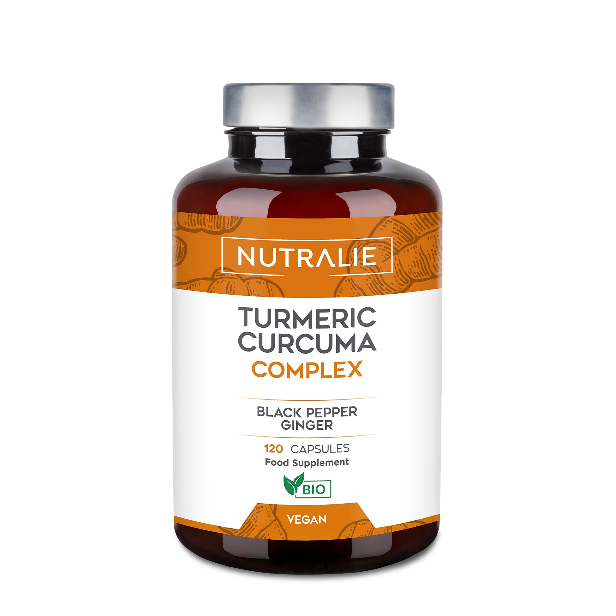 Turmeric & Black Pepper + Ginger Curcumin - 1420mg - Organic Turmeric Curcumin Ginger - 120 Capsules Nutralie