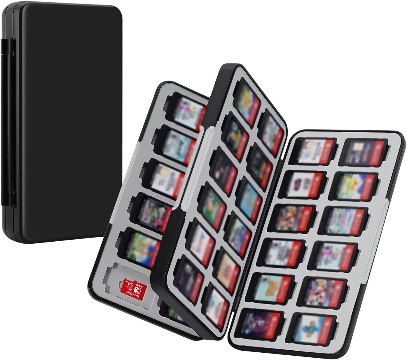 JINGDU 48-Slot Switch Game Card Case Compatible with Switch Game Cards & micro SD Cards, the Games Holder Organizer Suitable for Switch, NS2/NS/Lite/OLED Game Card, Black