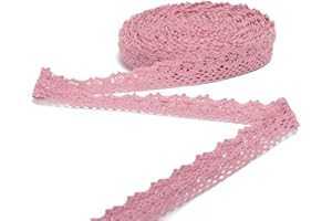 SUYUN WELL 15 Yards 1.13 inch('') Wide Lace Trim Vintage Lace Ribbon Crochet Lace Scalloped Edge for Bridal Wedding Decoration Christmas Package DIY Sewing Craft Supply (Blush, 1.13inch)