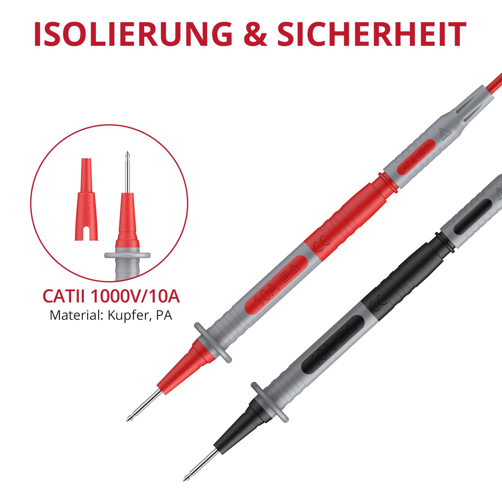 BINTA Testkabel-Set, 11 Stück, Zubehör, Testkabel für Elektrisches Multimeter, professionell, austauschbar, Set mit elektrischen Testleitungen für Spannungsprüfer 3