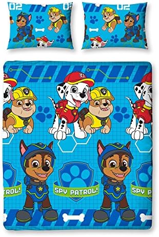Paw Patrol Spy UK Double/US Full Duvet Cover Set + Matching Curtains 66 x 54" (168cm x 137cm) + Free Small Stickers