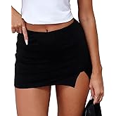 EG CHRIS G Summer Mini Skort for Women Low Rise Waist Split Hem Stretch Bodycon Mini Skirt with Shorts