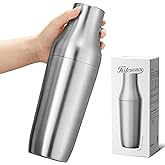 Kitessensu Hybrid Cocktail Shaker | Vacuum Insulated Stainless Steel Martini Shaker with Double Wall Martini Cup | Integrated Measuring System | Tumbler Lid &amp; Cocktail Recipes Included | Silver