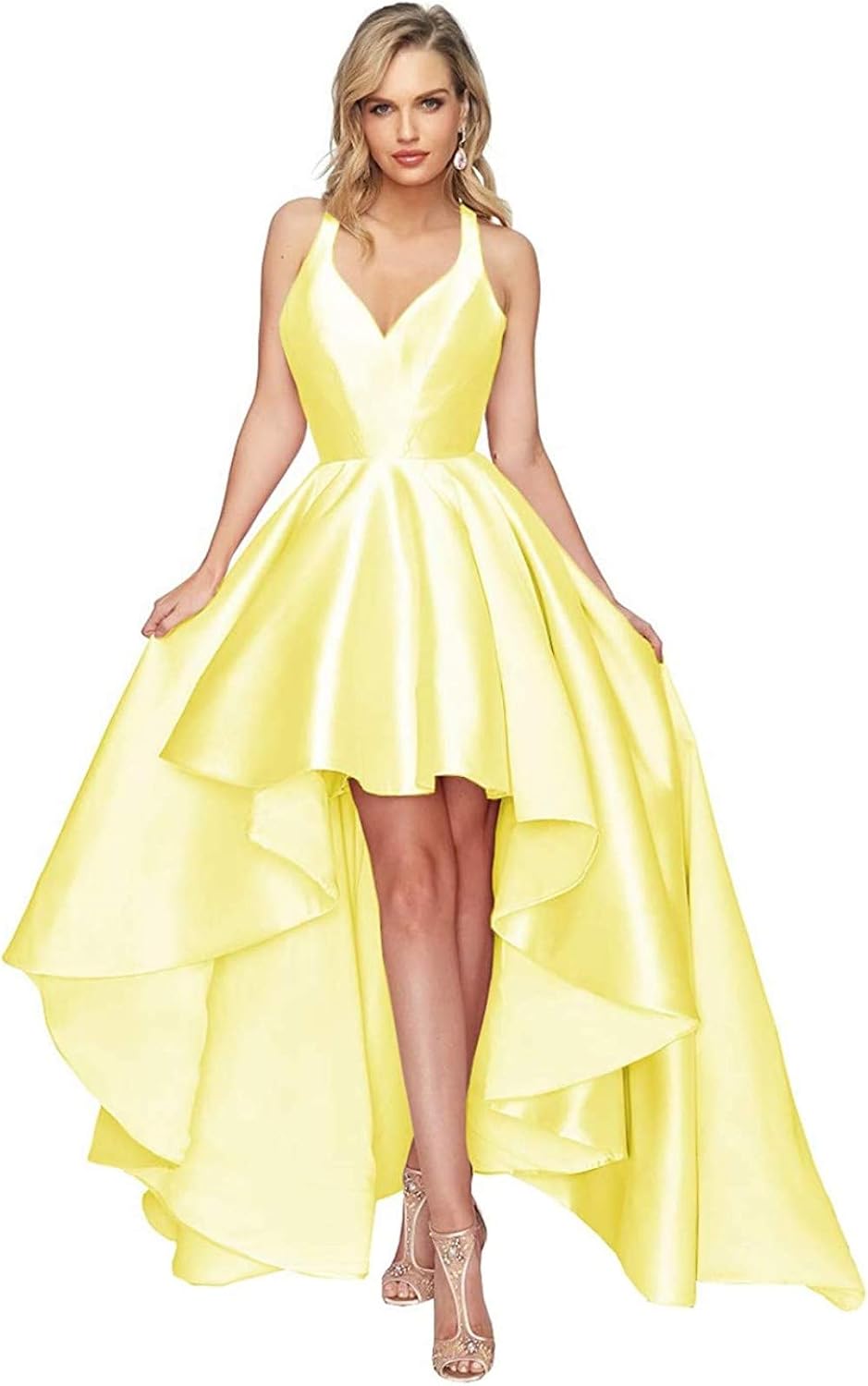 open lace back dress Luuvis Pretty Mermaid Spaghetti Straps Lace Up Back Long Satin Prom Dress main image 0