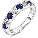 CAIDIKA Dainty Stackable Rings for Women 3.5mm Wide S925 Sterling Silver Created Birthstone Band Ring Wedding Anniversary Birthday Jewelry(with Box)