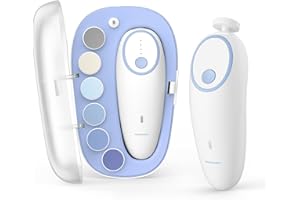 Momcozy Baby Nail File Electric, Gentle Baby Nail Trimmer Electric, Baby Nail Clipper with Night Light, 7 Grinding Head Repla