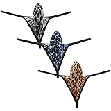 OROCOJUCO Men Contoured Micro Thong Underwear Pouch Leopard Mini Bikin String Tanga