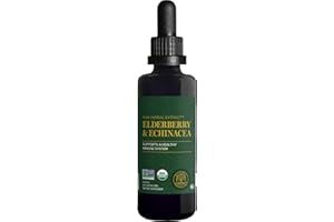 GLOBAL HEALING CENTER Global Healing USDA Organic Elderberry & Echinacea Liquid Supplement Tincture | Antioxidant Immune Support Against Harmful Organisms for Adults and Kids, Vegan, Non-GMO, 1-Month Supply (2 Oz)