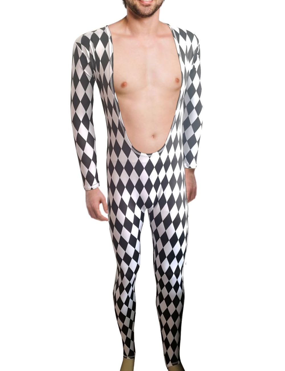 Photo 1 of My Party Shirt Black And White Harlequin Leotard Adult Costume (Multicolored, Adult Small)