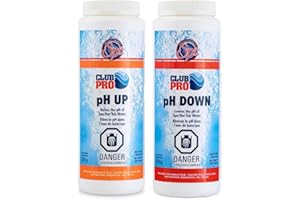 Club Pro | 2 Pack | (1) pH Up 750g | (1) pH Down 950g | for Hot Tub & Spa | Use with Sanitizer Such As Bromine & Chlorine | W