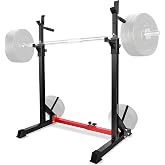 Yes4All Squat Rack for Home Gym, Adjustable Barbell Stand Rack, Multi-Function Weight Lifting, Dip Bar Station, Bench Press Rack Stand, Weight Plate Storage - Capacity Up to 600LBS