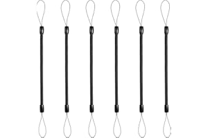 TEAAHA 6PCS 9.44 Inch Pen Leash Plastic Elastic Pencil Chain Tether Lanyard, Black Retractable Spring Coil Strap Anti-Loss Spring Leash Stylus Lanyard Cord for Tethering Touch Pens to Touchscreen