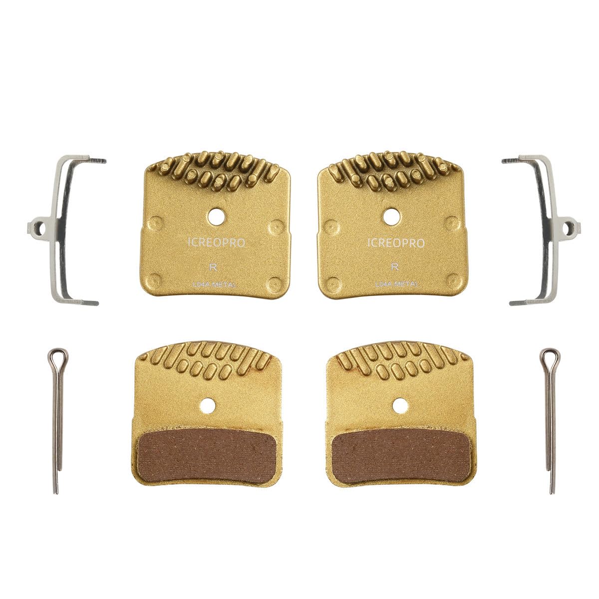 Disc Brake Pads with Cooling Fin, 2Pair Bicycle Brake Pads for Shimano DEORE XT M8000 / Saint M820 / ZEE M640 Series (Metal)