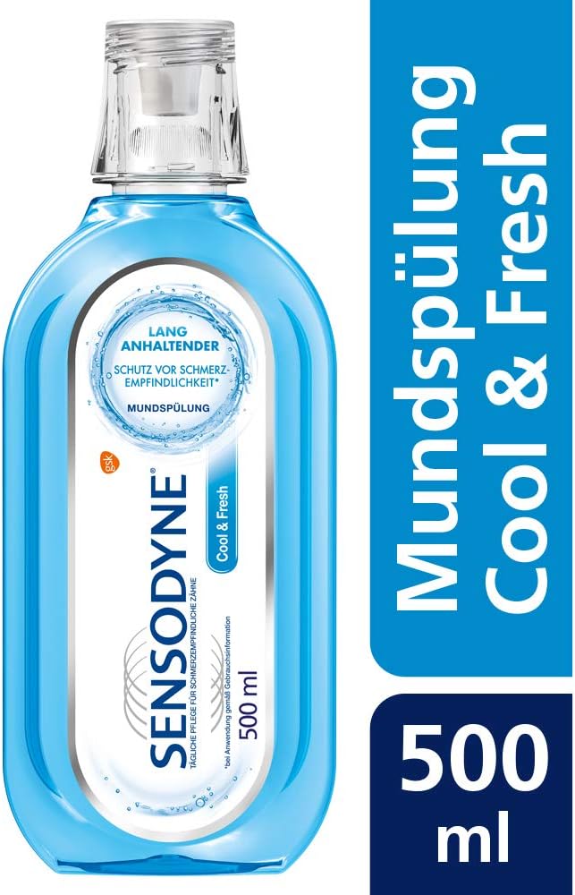 Amazon.de Sensodyne Cool & Fresh Mundspülung, tägliche Mundspülung mit Fluorid, 1x500ml, für