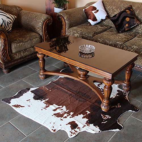 image for Jaye Cow Print Rug 4.4x4.6 Feet Faux Cowhide Rug Animal Printed Rug Ca