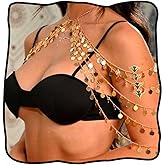 DRESBE Layered Sequin Shoulder Chain Gold Boho Body Chains Summer Beach Body Accessories for Women