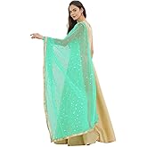 themilestocks Woman's Embellished Net Dupatta Scarf Shawl Wrap Soft Indian Bridal Wedding