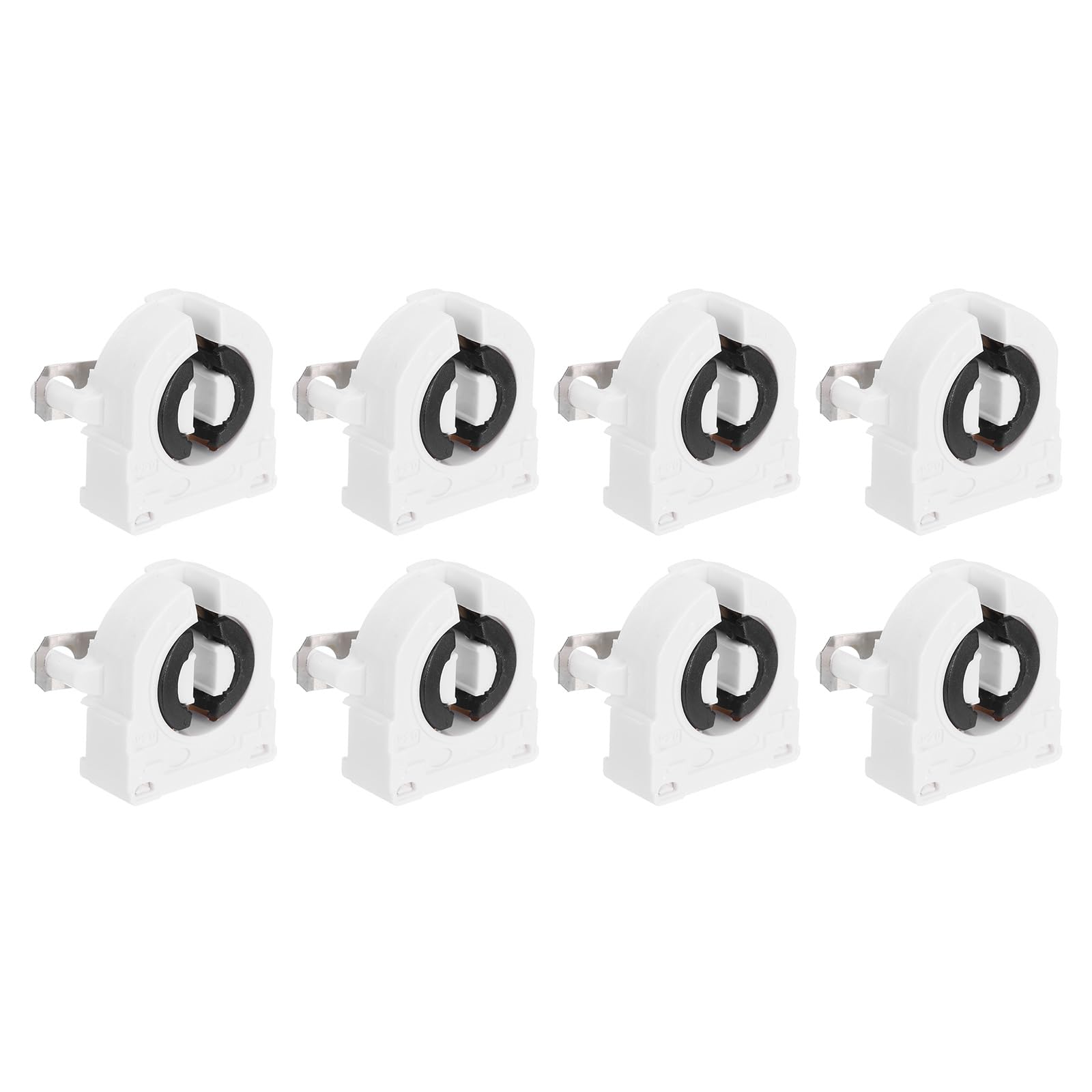 PATIKIL T8 Grille Lamp Holder,8 Pcs G13 Light Socket Base Holder Non-Shunted Tombstone Flame Retardant Lamp Sockets for Integrated LED Fluorescent Tube, White