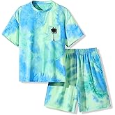 Voxikodex Kids Boys Summer Clothes 2 Piece Short Sleeve Tie Dye T-Shirt & Casual Shorts Set Teen Boys Summer Outfits Set6-12Y