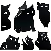Qualsen Magnetic Bookmarks, 6 pcs Cute Bookmarks for Women, Men, Kids – Ideal Reading Accessories and Gifts for Book Lovers （Black Cute Cat）