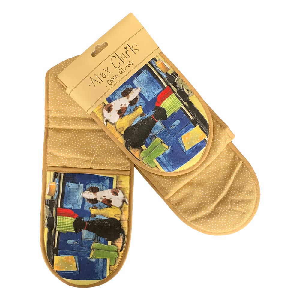 ALEX CLARK HOTDOGS OVEN GLOVES - 100% Cotton - Baking - Cooking - Kitchen Accessory