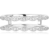 Blongme Cubic Zirconia Twisted Wedding Band for Women Guard Ring Enhancers Stackable Engagement Ring White 925 Sterling Silver Size 4-12