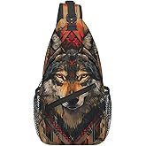 Jockphry Native American Indian Sling Backpack Chest Bag Crossbody Shoulder Bag Gym Cycling Travel Hiking Daypack For Men Women