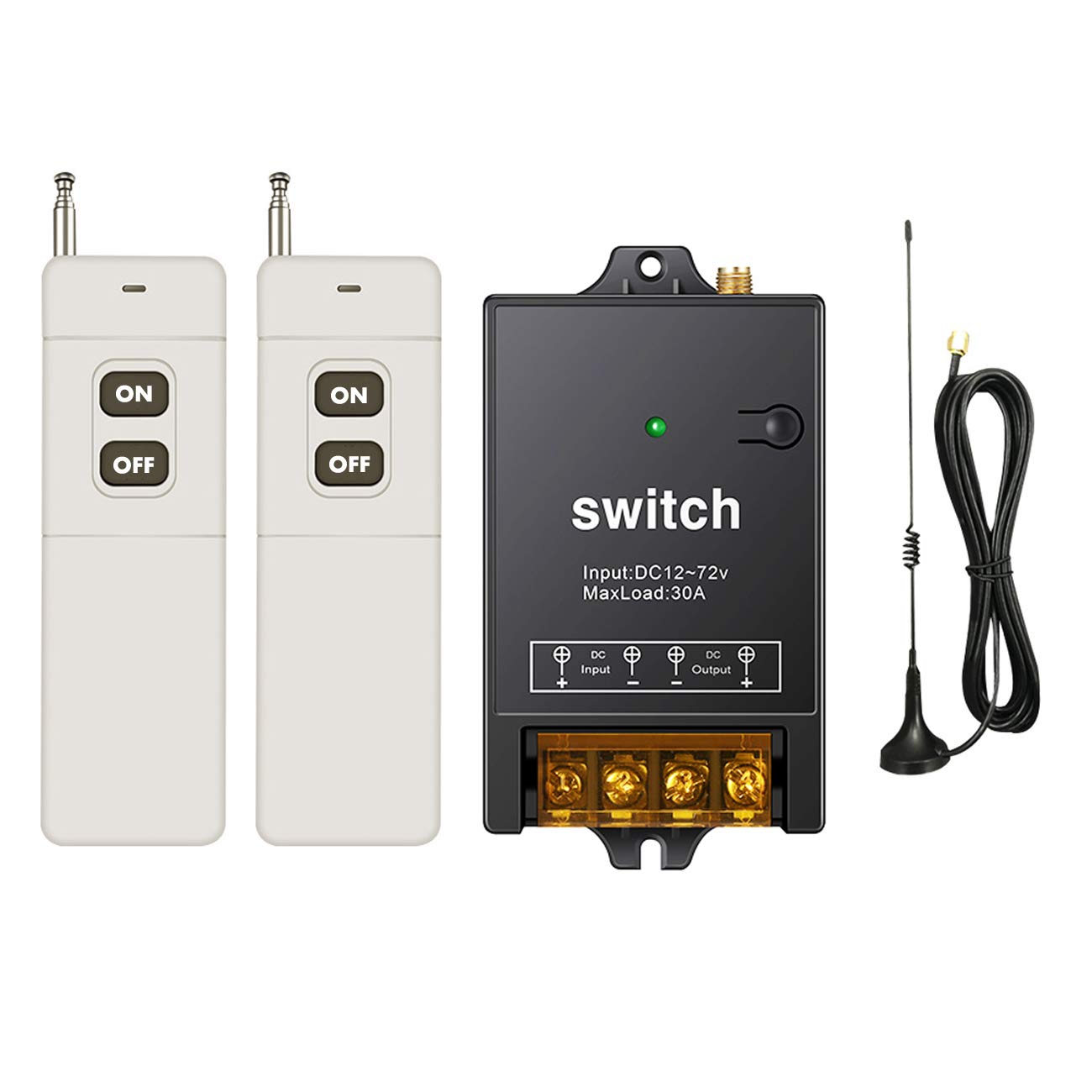 dstfuy Wireless Remote Switch,1500M Meters Long Distance,DC 12V/24V/48V/72V /40A Relay RF Remote Control Switch for Water Pump Motor Lighting Farm Agriculture(Switch 12V)