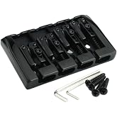 Guyker Bass Guitar Bridge, 4 String Fixed Bridges String Space 19mm Replacement for Jazz Bass or Precision Instruments (GB404, Black)