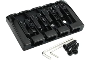 Guyker Bass Guitar Bridge, 4 String Fixed Bridges String Space 19mm Replacement for Jazz Bass or Precision Instruments (GB404, Black)