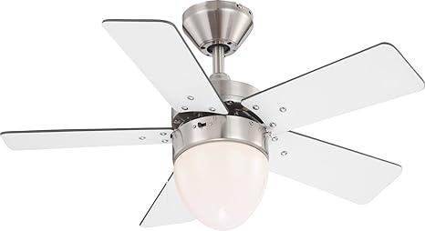 Deckenventilator mit Licht inkl. LED Leuchtmittel 9 Watt Zugschalter (Flügel zum Wenden, LED Deckenlampe, Deckenleuchte, Vent